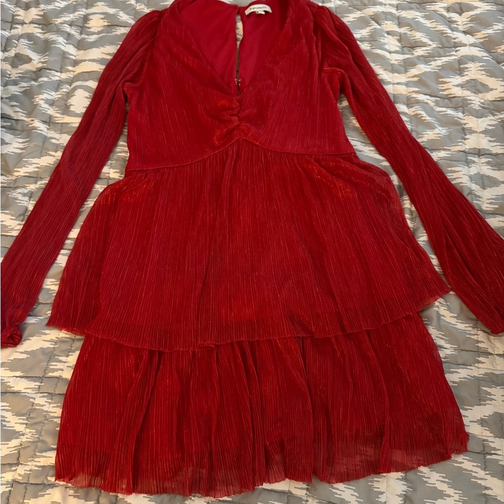 Francesca's Collections Red Pleated Dress